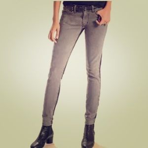 Levi’s 711 Skinny, black & grey color block jeans